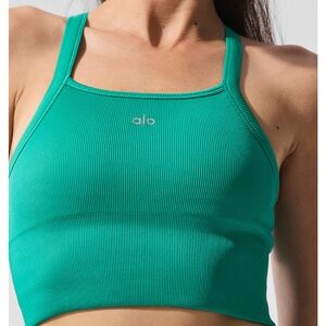 alo Seamless Ribbed Favorite Bra Tank - Spruce Green size M